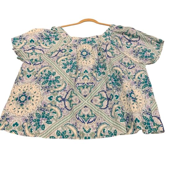 Lane Bryant Womens Swing Square Neck Peasant Blouse Blue Paisley Top 26/28 NWT - Picture 6 of 7